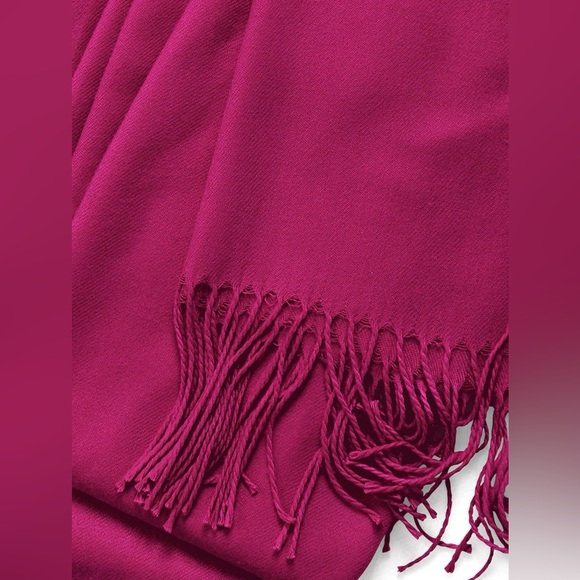Unisex Large Lightweight Soft Silky Real Cashmere Shawl Wrap Scarf -magenta - Picture 2 of 5